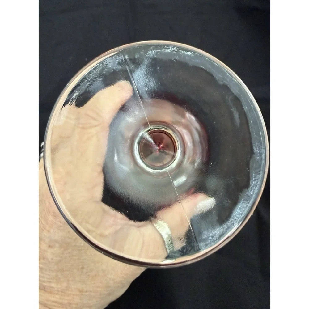 Ruby Red Stemmed Painted Glass Wine Glass, Clear Base, 5.5 in, Round